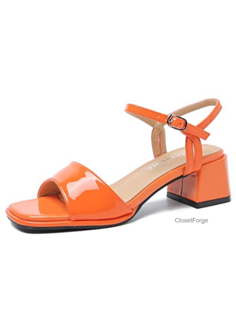 Women's Block Heel Sandals Ankle Strap Square Open Toe 2 Inch Low Heels